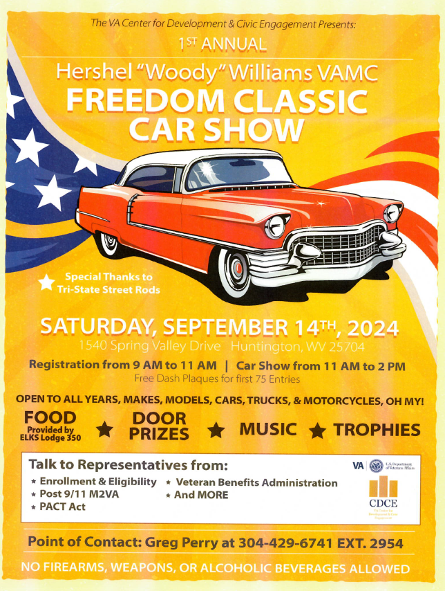 Hershel “Woody” Williams VA Medical Center Hosts its First Car Show and Veterans Claims Clinic